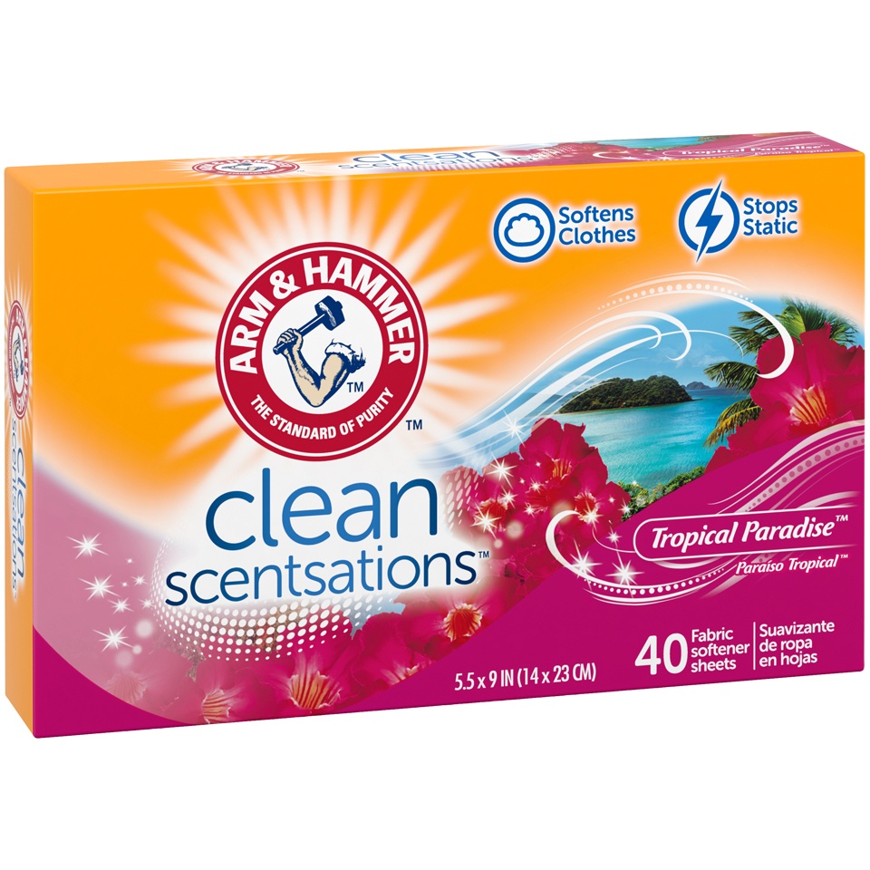 slide 4 of 4, Arm & Hammer Fabric Softener Sheets, 40 sheets, Tropical Paradise, 40 ct