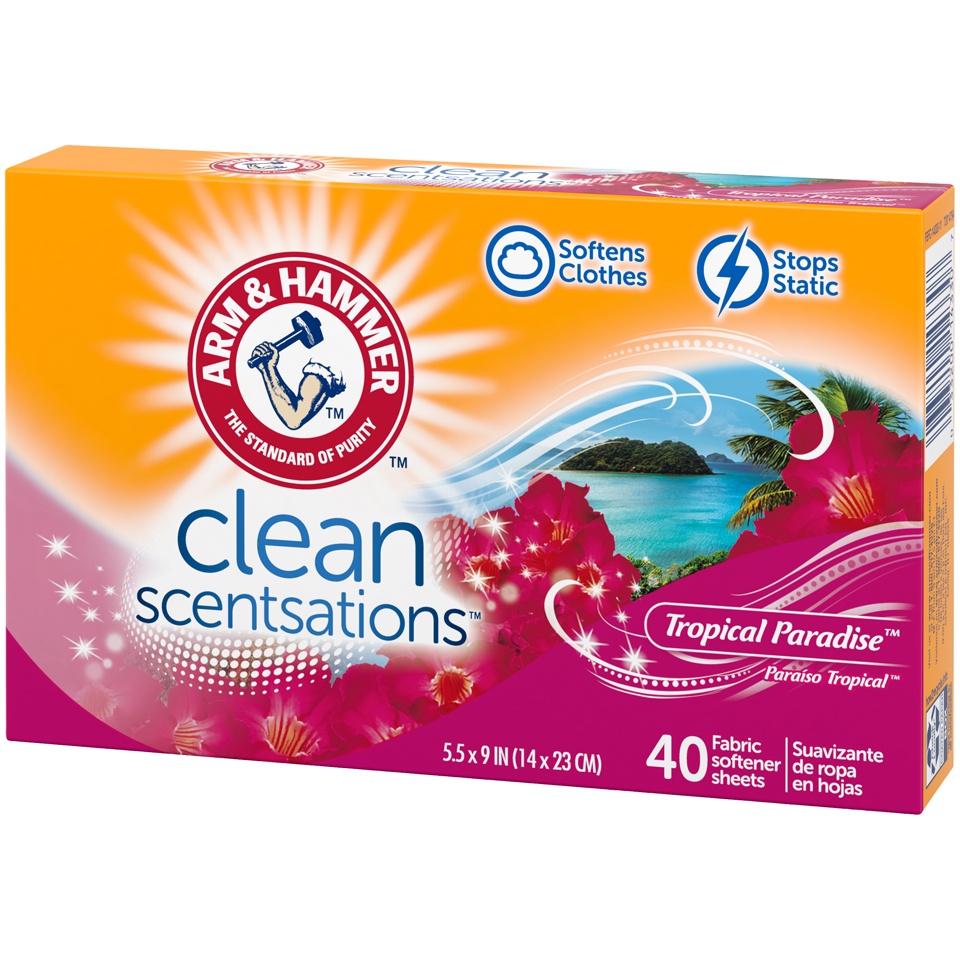 slide 2 of 4, Arm & Hammer Fabric Softener Sheets, 40 sheets, Tropical Paradise, 40 ct