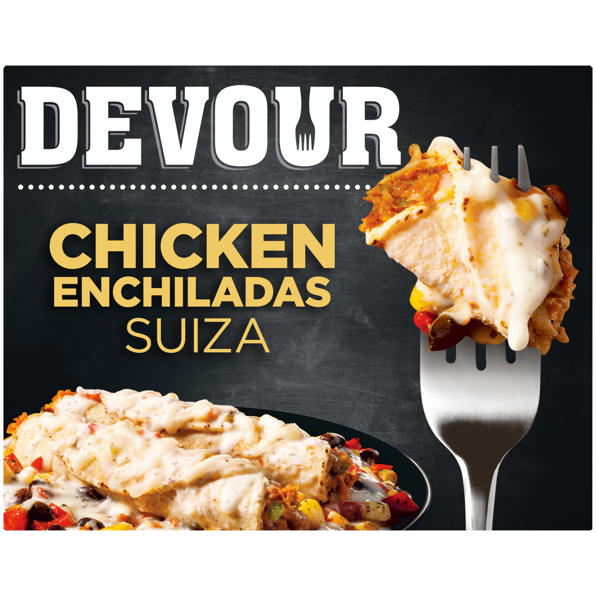 slide 1 of 2, DEVOUR Chicken Enchiladas Suiza with Zesty Sour Cream Sauce Frozen Meal, 12 oz