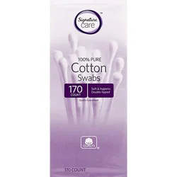 Signature Select/care Cotton Swabs 100% Pure Double Tipped - 170 Count
