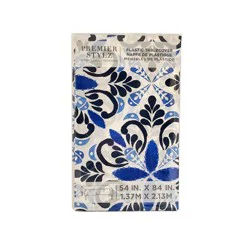 Premier Style Tile Plastic Tablecloth - Blue