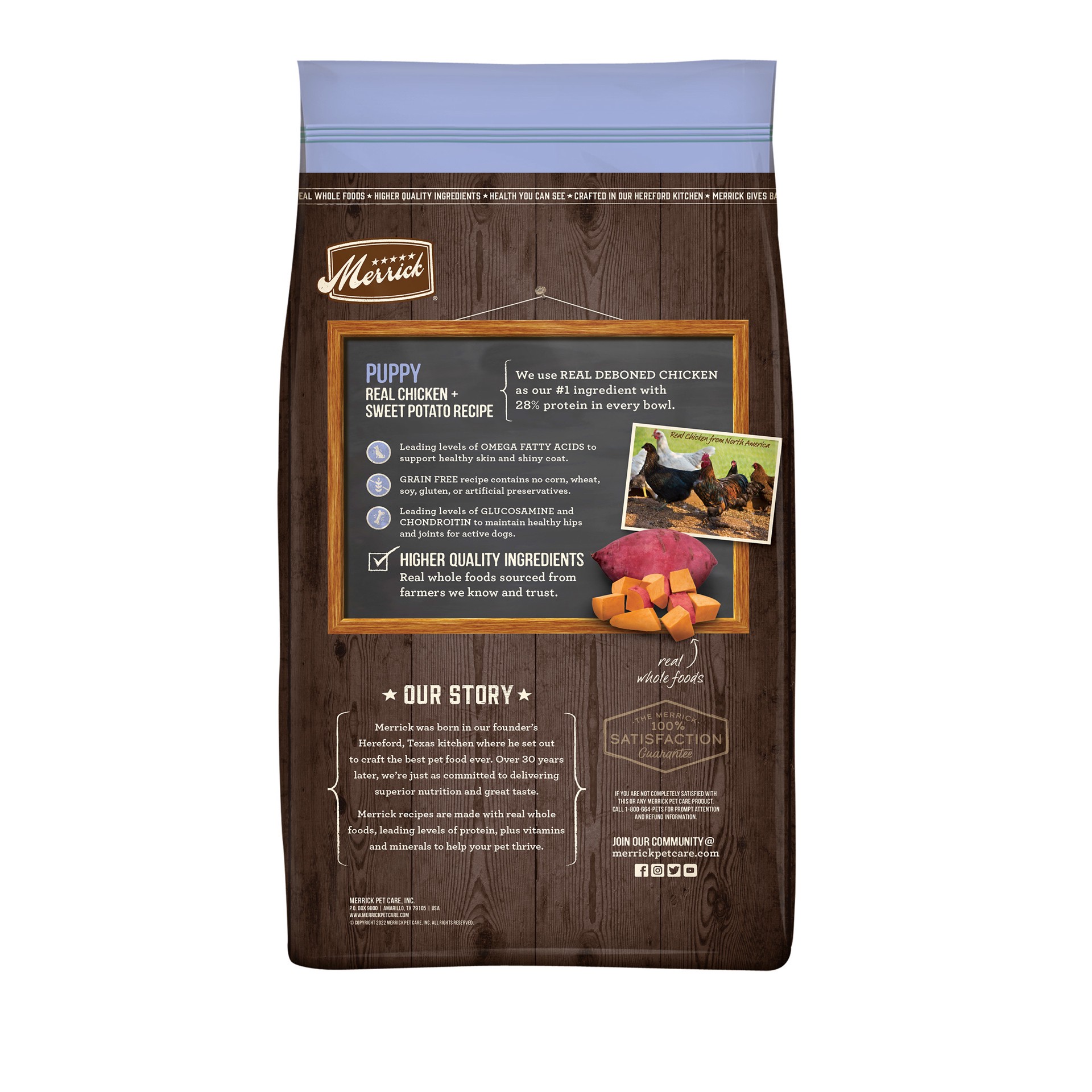 slide 5 of 9, Merrick Dry Puppy Food, Real Chicken and Sweet Potato Grain Free Dog Food Recipe - 10 lb Bag, 10 lb