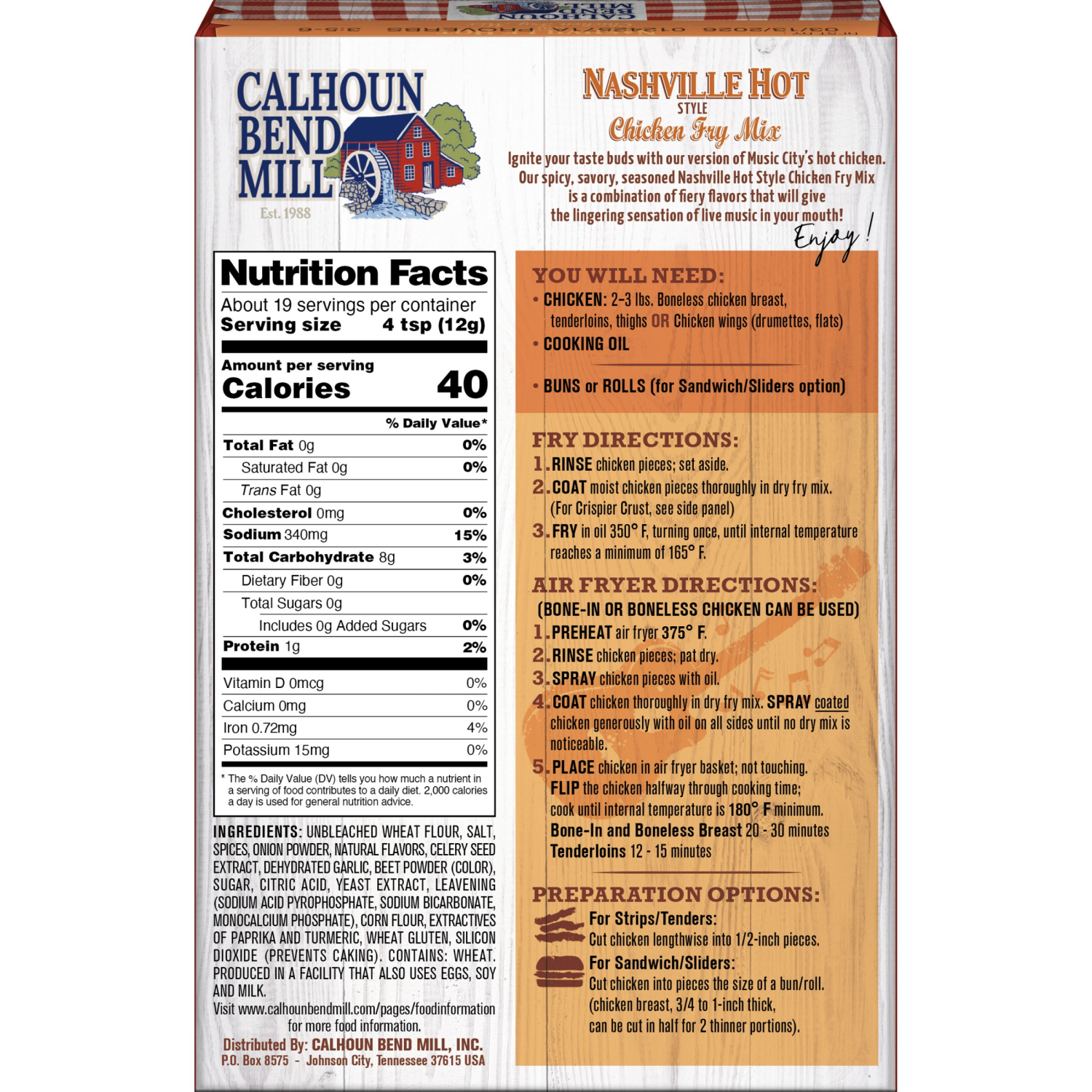 slide 2 of 4, Calhoun Bend Mill Nashville Hot Style Chicken Fry Mix 8 oz, 8 oz