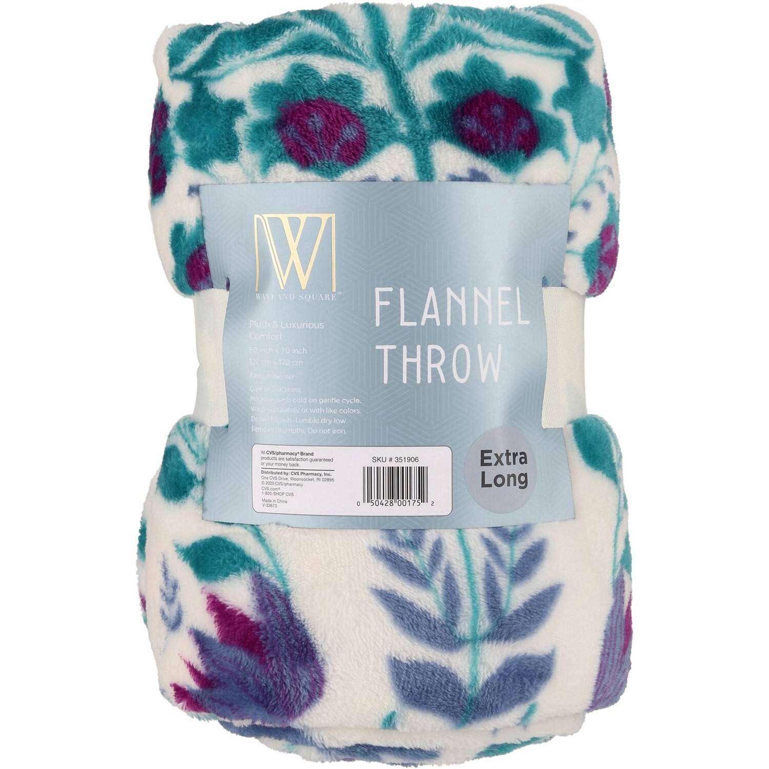 slide 1 of 1, WAYLAND SQUARE Single Layer Flannel Print Throw, 1 ct