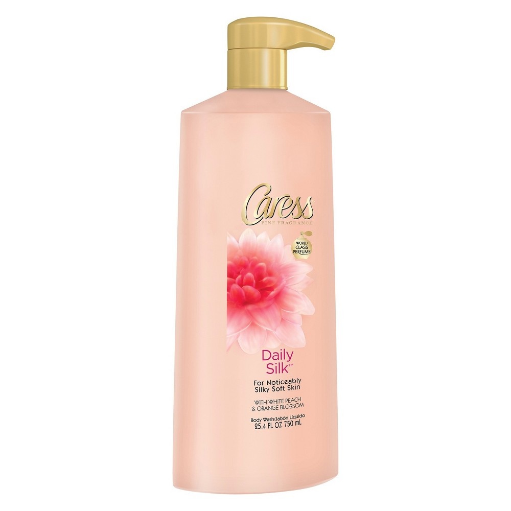 slide 4 of 7, Caress Body Wash with Pump Daily Silk, 25.4 oz, 25.4 fl oz