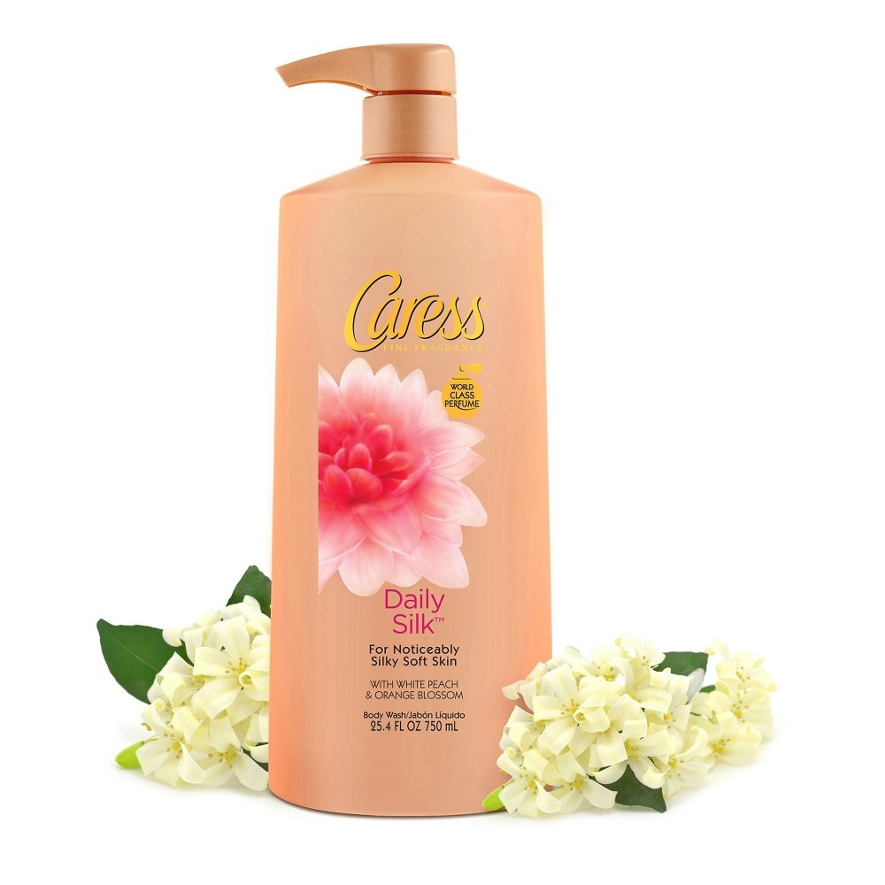 slide 2 of 7, Caress Body Wash with Pump Daily Silk, 25.4 oz, 25.4 fl oz