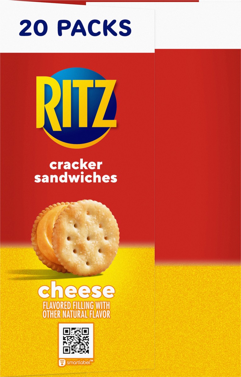 slide 5 of 14, RITZ Cheese Sandwich Crackers, Lunch Snacks, 20 Snack Packs (6 Crackers Per Pack), 27 oz