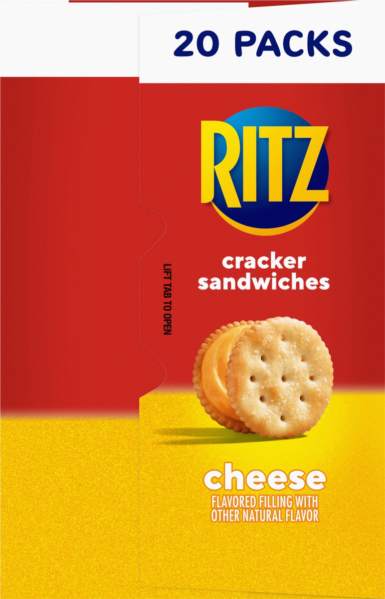 slide 11 of 14, RITZ Cheese Sandwich Crackers, Lunch Snacks, 20 Snack Packs (6 Crackers Per Pack), 27 oz