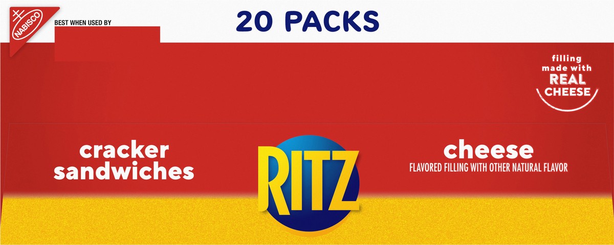 slide 2 of 14, RITZ Cheese Sandwich Crackers, Lunch Snacks, 20 Snack Packs (6 Crackers Per Pack), 27 oz