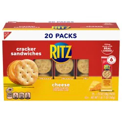 RITZ Cheese Sandwich Crackers, Lunch Snacks, 20 Snack Packs (6 Crackers Per Pack)