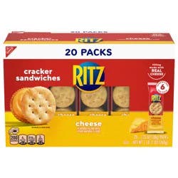 RITZ Cheese Sandwich Crackers, Lunch Snacks, 20 Snack Packs (6 Crackers Per Pack)