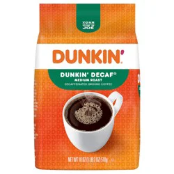 Dunkin' Decaf Ground Coffee, Medium Roast, 18oz bag