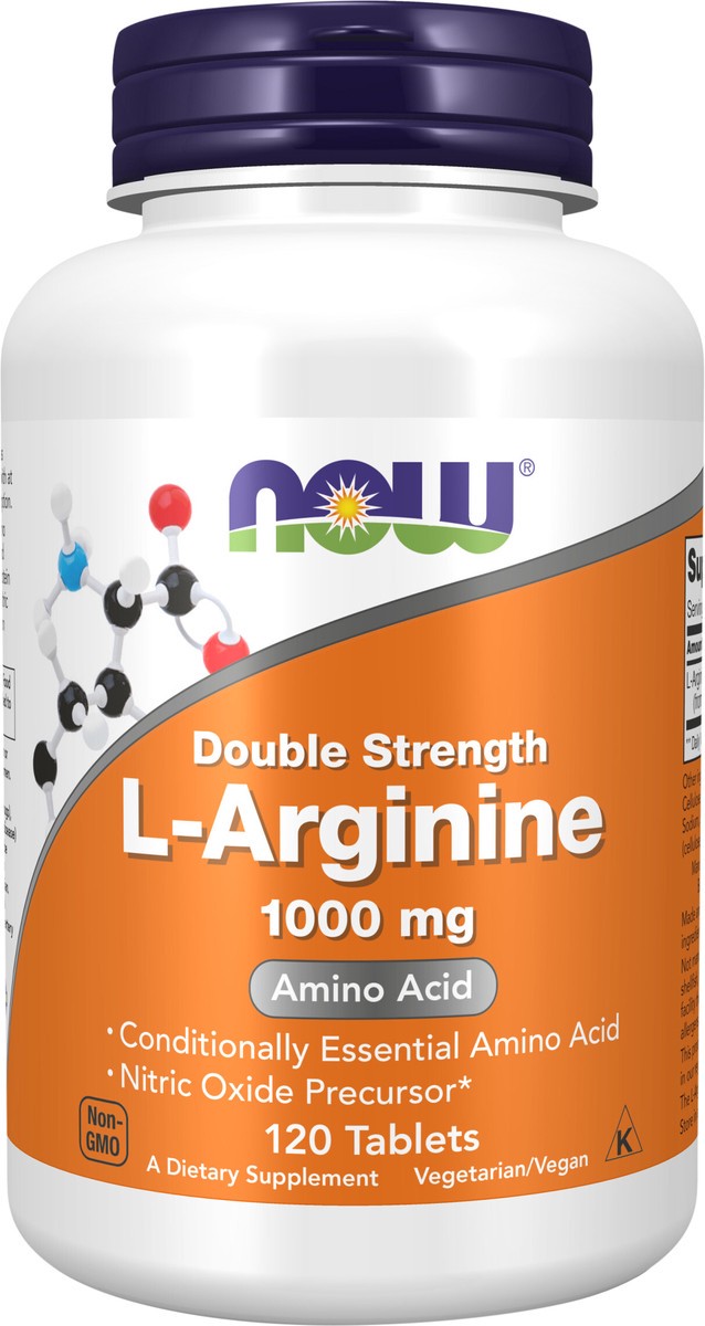 slide 2 of 4, NOW L- Arginine 1000 mg Tablets, 120 ct