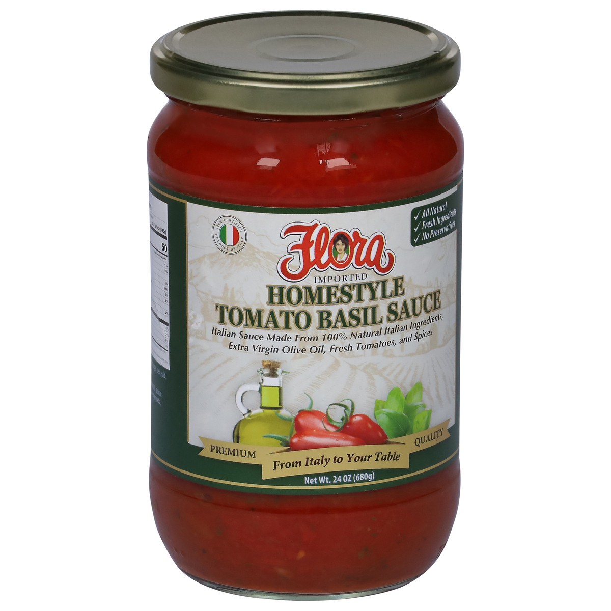 slide 9 of 9, FLORA FINE FOODS Tuscan Tomato Basil Sauce, 24 oz