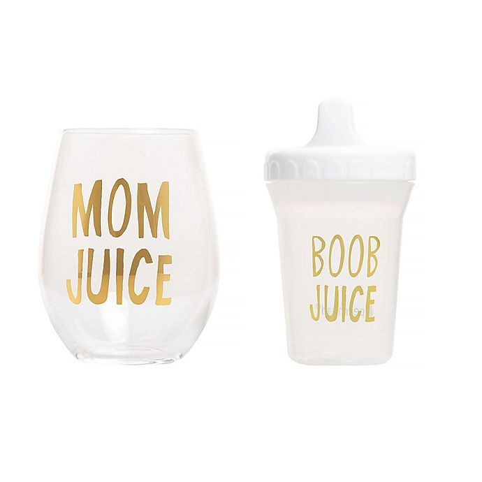 slide 1 of 3, Pearhead Juice Stemless Wine Glass and Baby Bottle Set, 2 ct