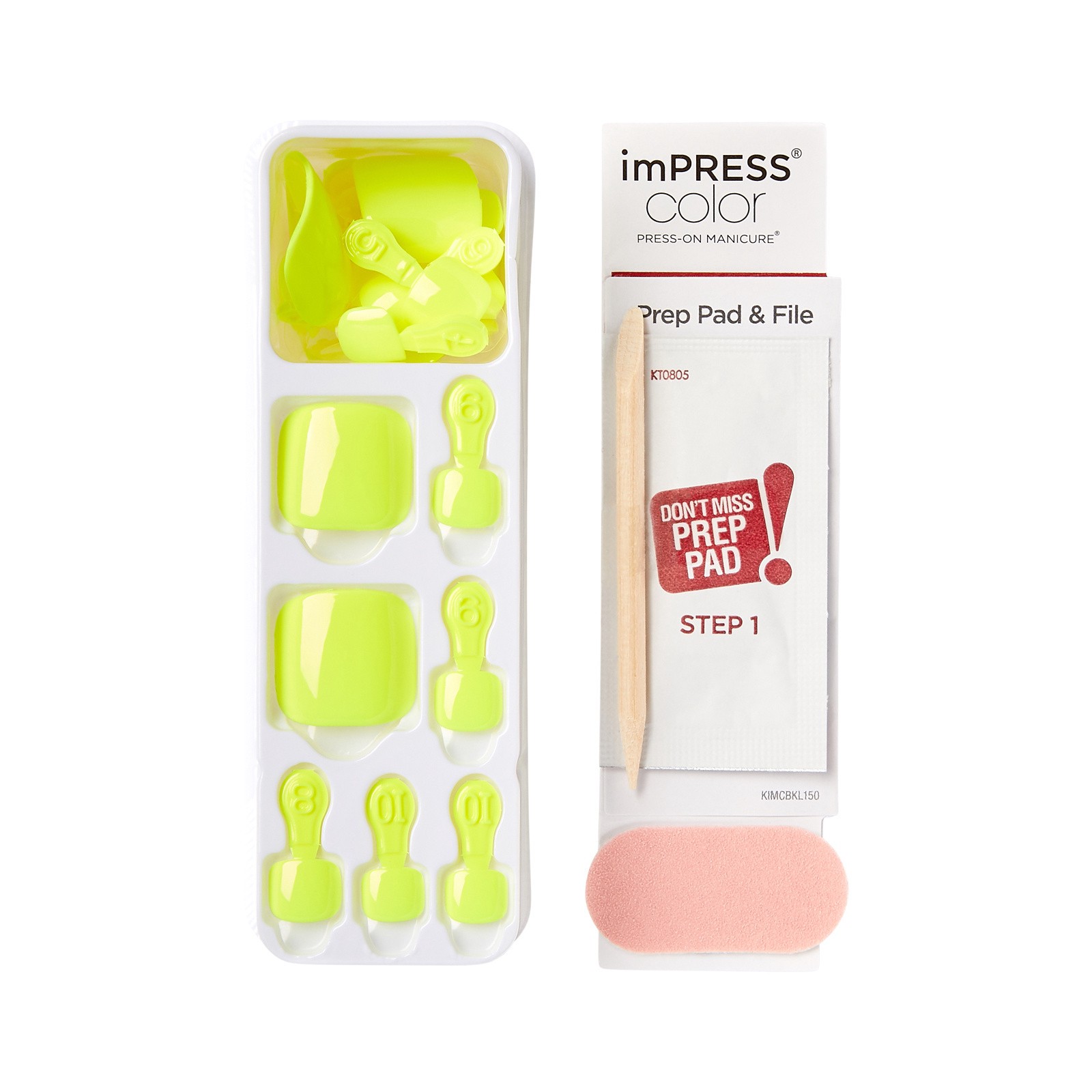 slide 4 of 5, imPRESS Color Press-On Toenails, No Glue Needed, Short, Square, Light Green, 27 Ct., 1 ct