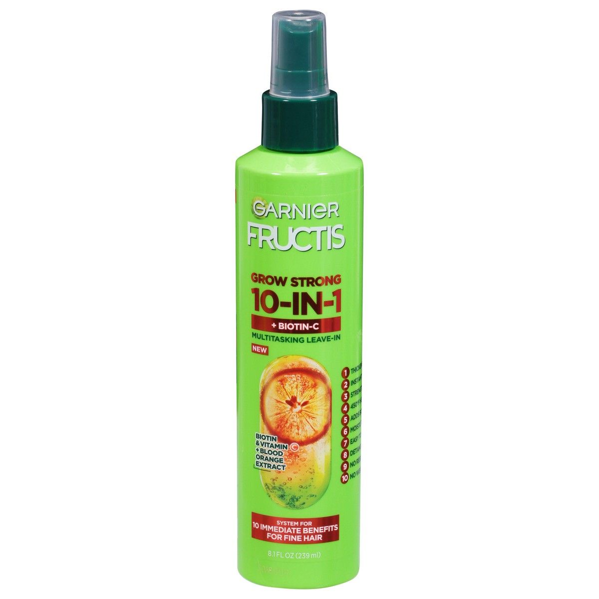 slide 1 of 1, Garnier Grow Strong 10-in-1 + Biotin-C Multitasking Leave-In 8.1 fl oz, 8.1 fl oz