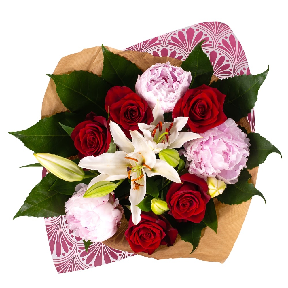 slide 1 of 1, Peony Rose Lily Bouquet, 1 ct