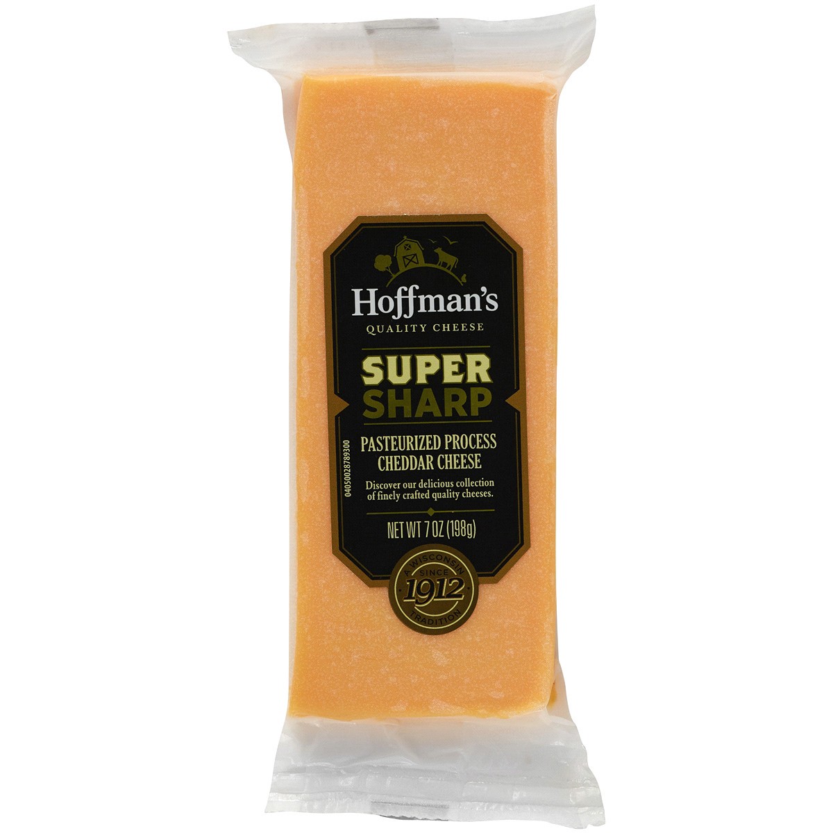 slide 1 of 1, HOFFMANS Hoffman's Super Sharp Pasteurized Yellow Cheddar Cheese Block, 7 oz