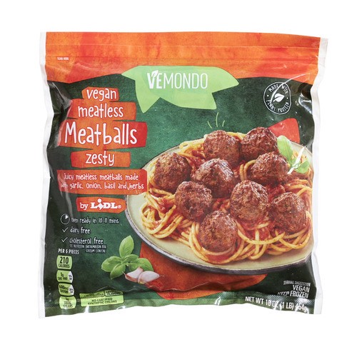 Lidl Vemondo frozen vegan meatless meatballs, zesty 16 oz Shipt