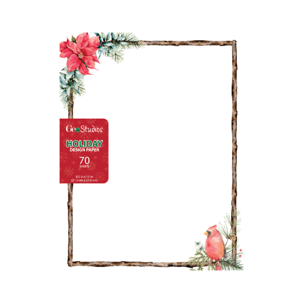 slide 3 of 3, Geo Studios Holiday-Themed Letterhead Paper, 8-1/2"" X 11"", Poinsettia, Pack Of 70 Papers, 70 ct