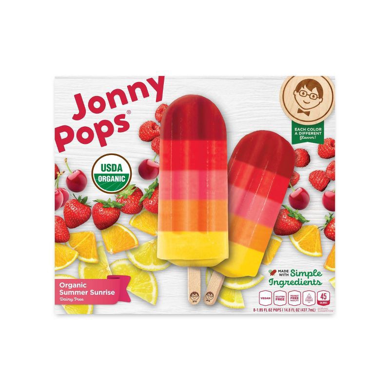 slide 1 of 1, Jonny Pops Organic Summer Sunrise Water Pop, 8 ct