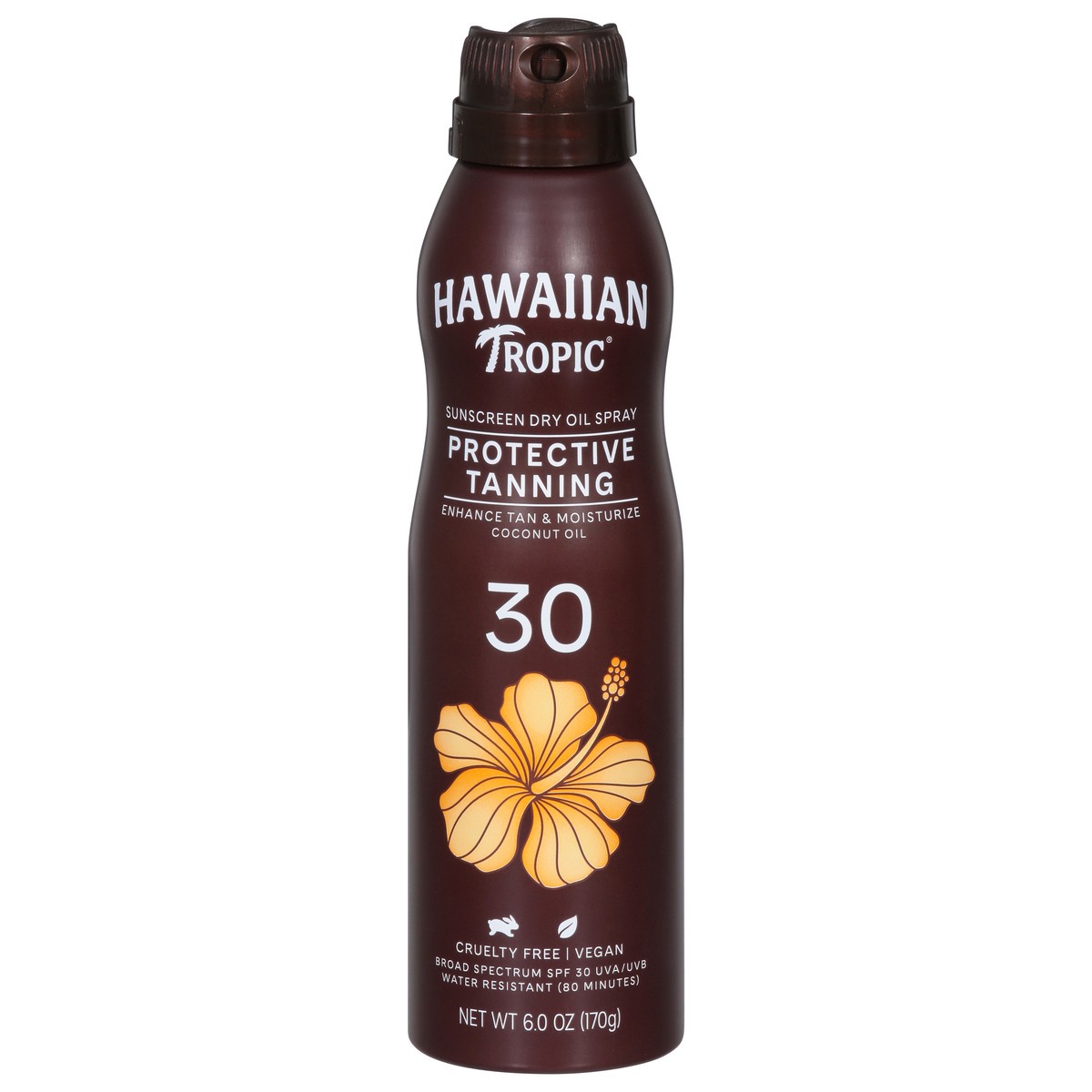 slide 1 of 9, Hawaiian Tropic Broad Spectrum SPF 30 Protective Tanning Spray Dry Oil Sunscreen 1 6.0 oz, 6 oz