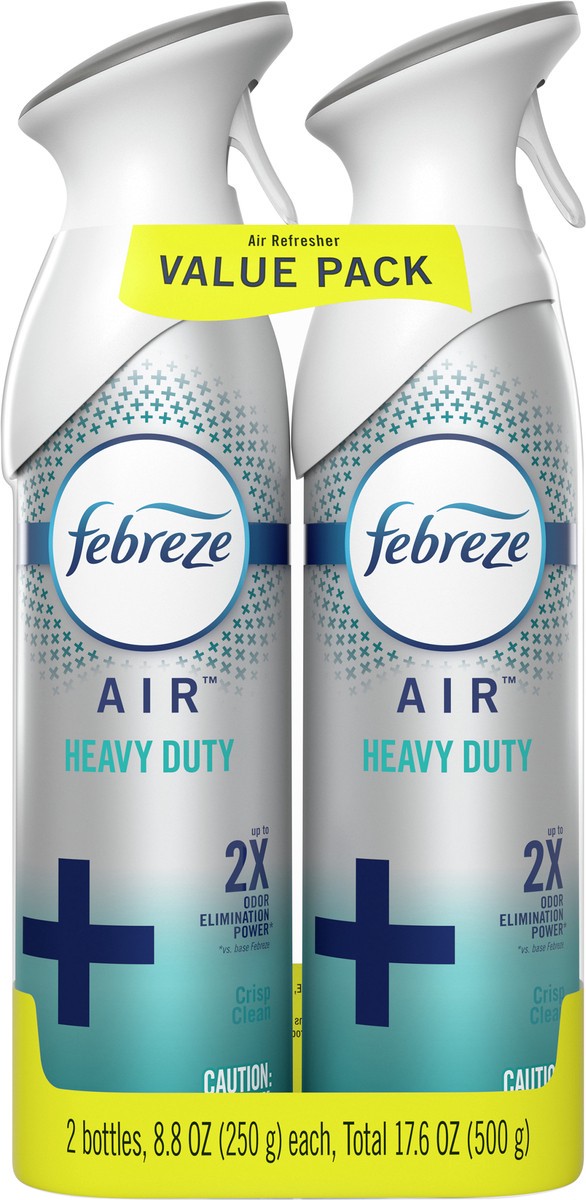 slide 3 of 3, Febreze Air Freshener Spray, Odor-Fighting Room Spray, Heavy Duty Crisp Clean Scent, 8.8oz, 2 Count, 2 ct; 8.8 oz