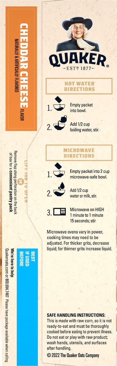 slide 5 of 6, Quaker Instant Grits, Cheddar Cheese, 9.8 Oz, 10 ct