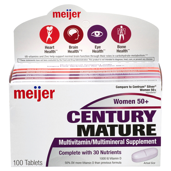 slide 1 of 1, Meijer Century Mature Women 50+ Multivitamin, 100 ct