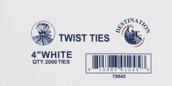GT's 4 Inch White Twist Ties 2000 ea
