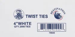 GT's 4 Inch White Twist Ties 2000 ea