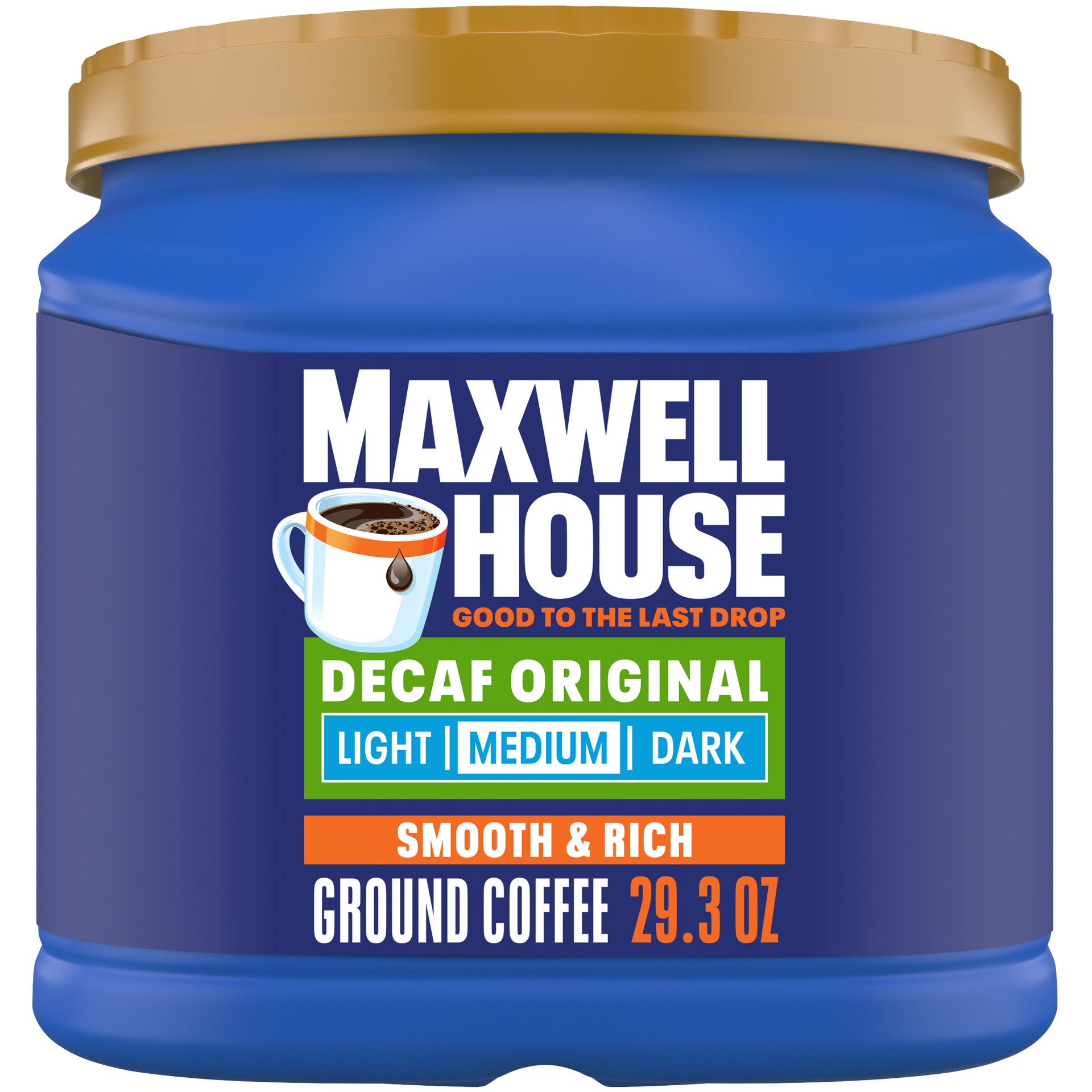 slide 1 of 9, Maxwell House Decaffeinated Original Medium Roast Ground Coffee, 29.3 oz Canister, 29.3 oz