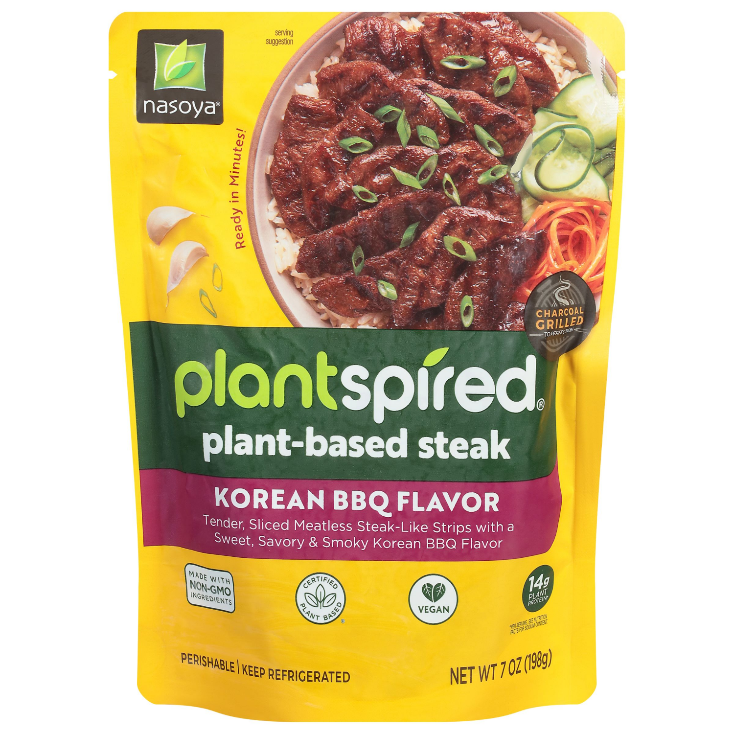 slide 1 of 3, Nasoya Plantspired Plant-Based Steak Korean BBQ Flavor, 7 oz, 7 oz