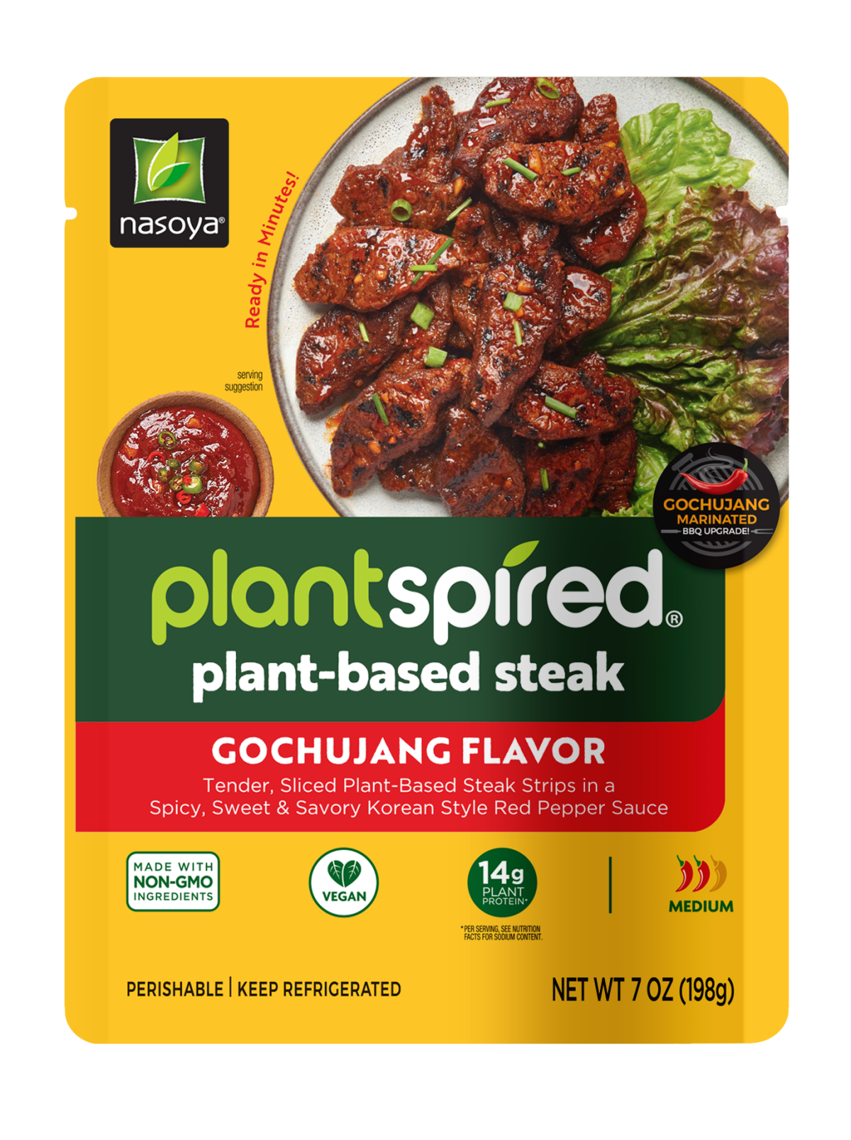 slide 1 of 2, Nasoya Plantspired Gochujang Plant-Based Steak, 7 oz, 7 oz