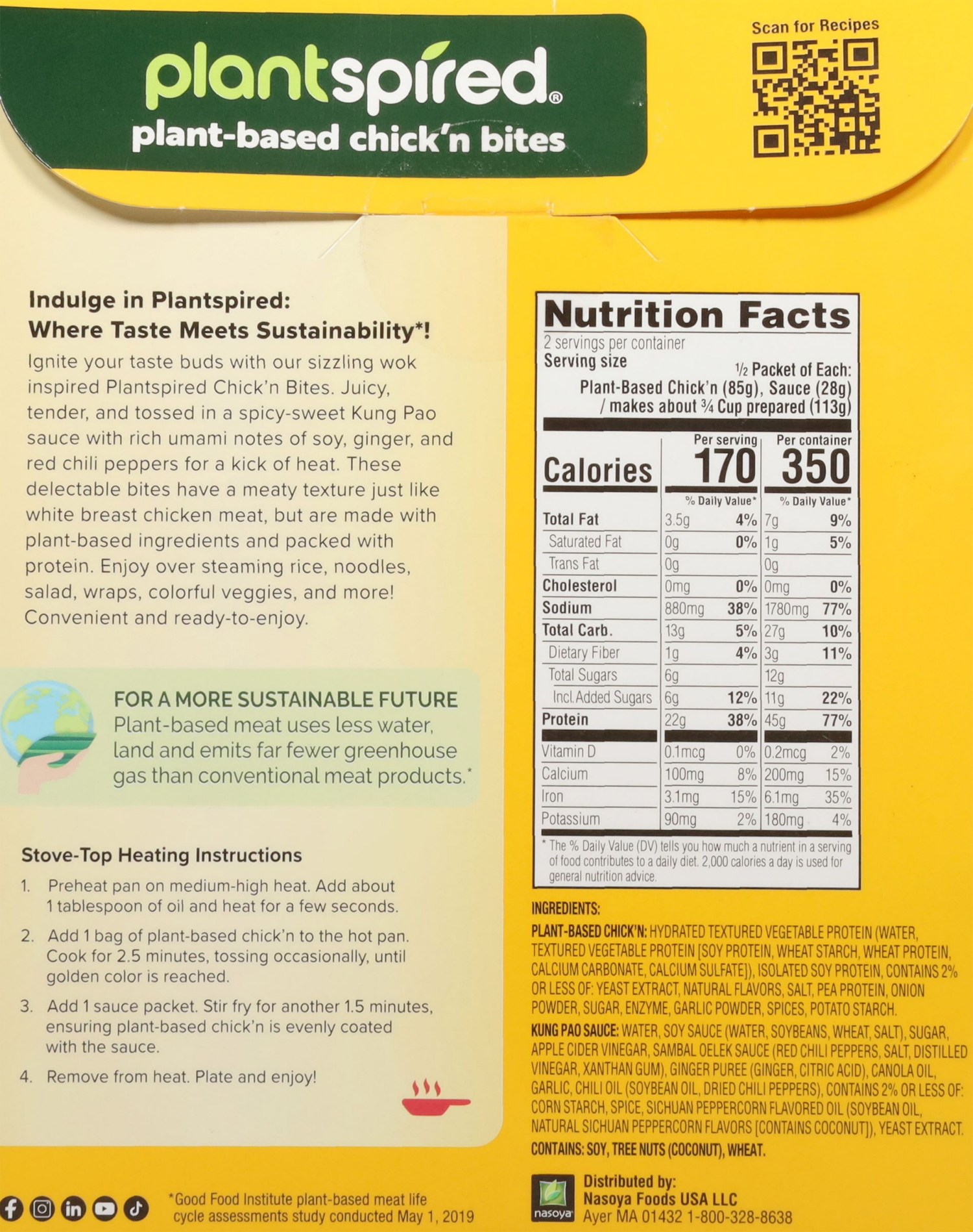 slide 2 of 4, Nasoya Plantspired Plant-Based Kung Pao Flavor Chick'n Bites 8 oz, 8 oz
