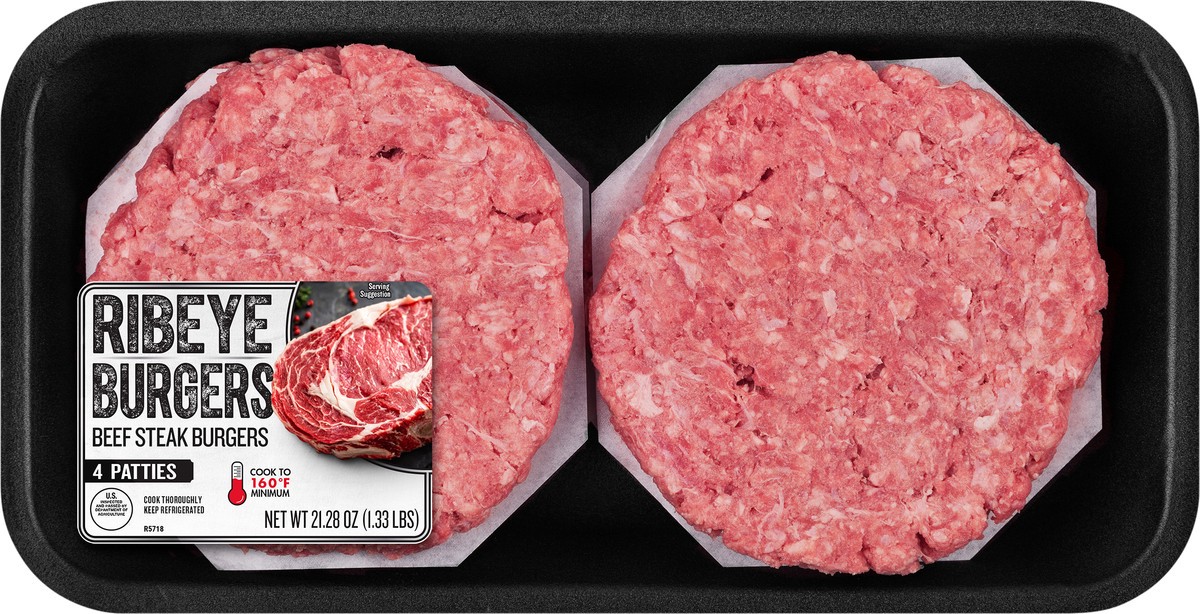 slide 2 of 2, Ribeye Beef Steak Burgers, 1.33 lb