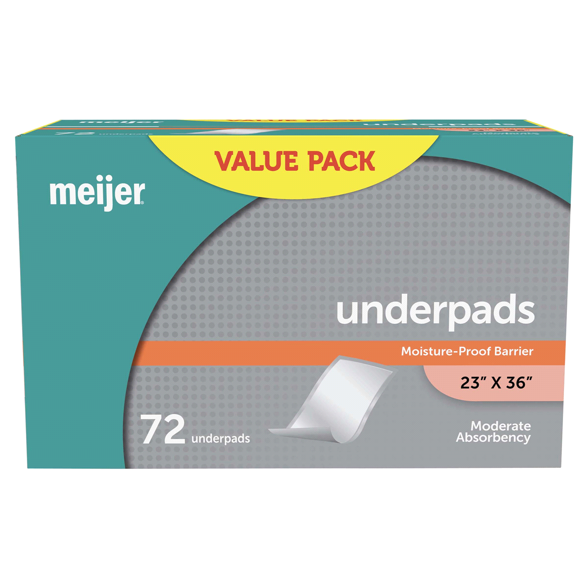 slide 13 of 21, Meijer Underpads Moderate Absorbency, Size L 23x36, 72 ct