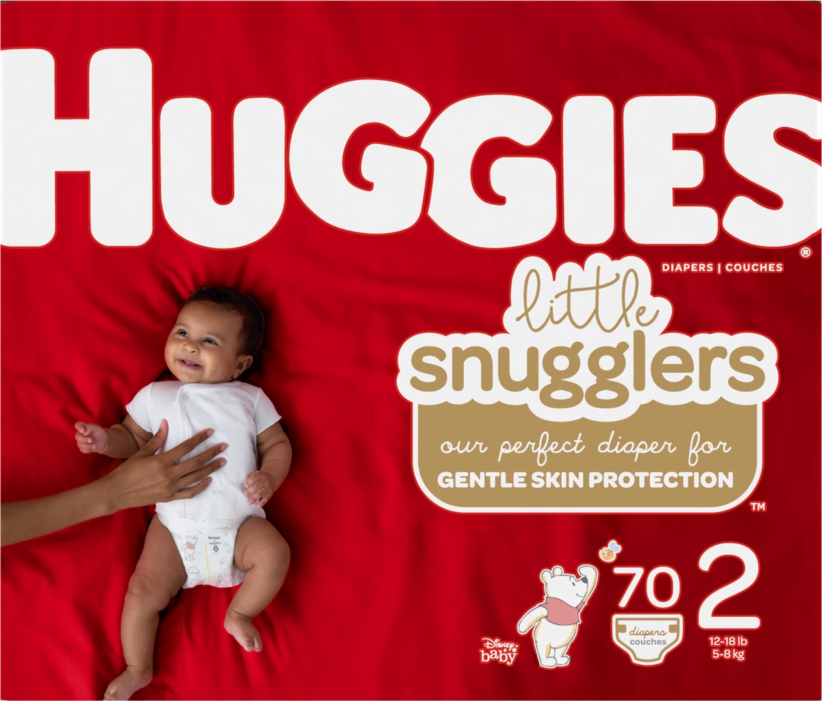 slide 8 of 10, Huggies Size 2 Diaper Little Snugglr, 70 ct