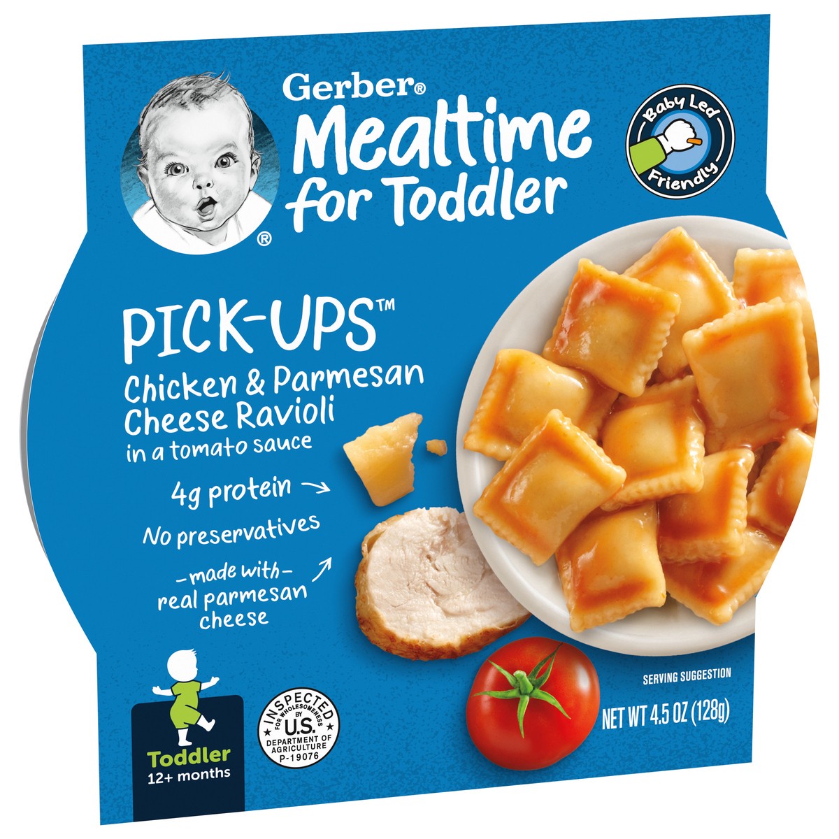 slide 2 of 9, Gerber Toddler Food, Chicken Parmesan Ravioli with Tomato Sauce, 4.5 Oz Tray, 4.5 oz