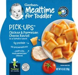 Gerber Pick-Ups Mealtime for Toddler Chicken & Parmesan Cheese Ravioli 4.5 oz