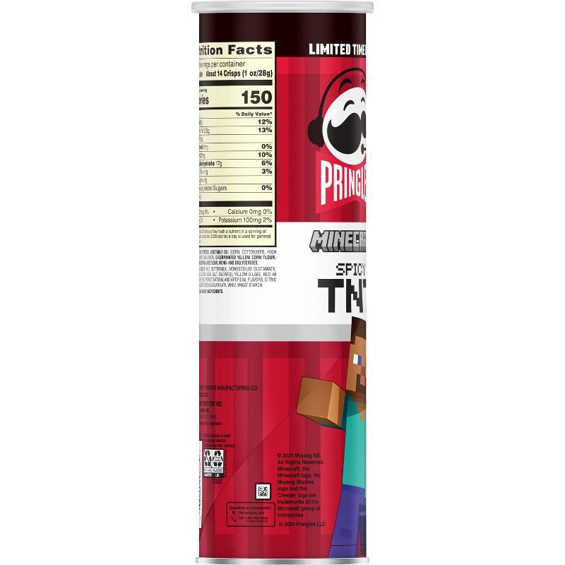 slide 2 of 6, Pringles Minecraft Potato Crisps Chips, Lunch Snacks, Minecraft Snacks, Spicy TNT, 5.5oz Can, 1 Can, 5.5 oz