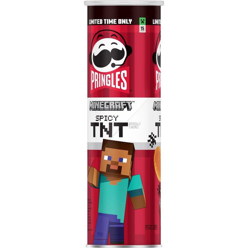 slide 3 of 6, Pringles Minecraft Potato Crisps Chips, Lunch Snacks, Minecraft Snacks, Spicy TNT, 5.5oz Can, 1 Can, 5.5 oz