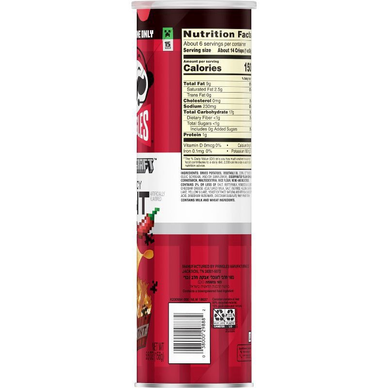 slide 6 of 6, Pringles Minecraft Potato Crisps Chips, Lunch Snacks, Minecraft Snacks, Spicy TNT, 5.5oz Can, 1 Can, 5.5 oz