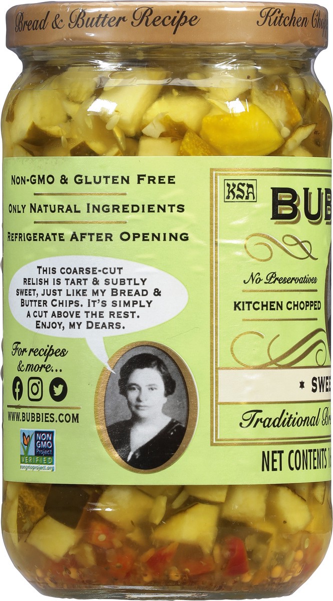 slide 9 of 9, Bubbies Sweet Relish, Traditional Bread & Butter Recipe, 16 oz
