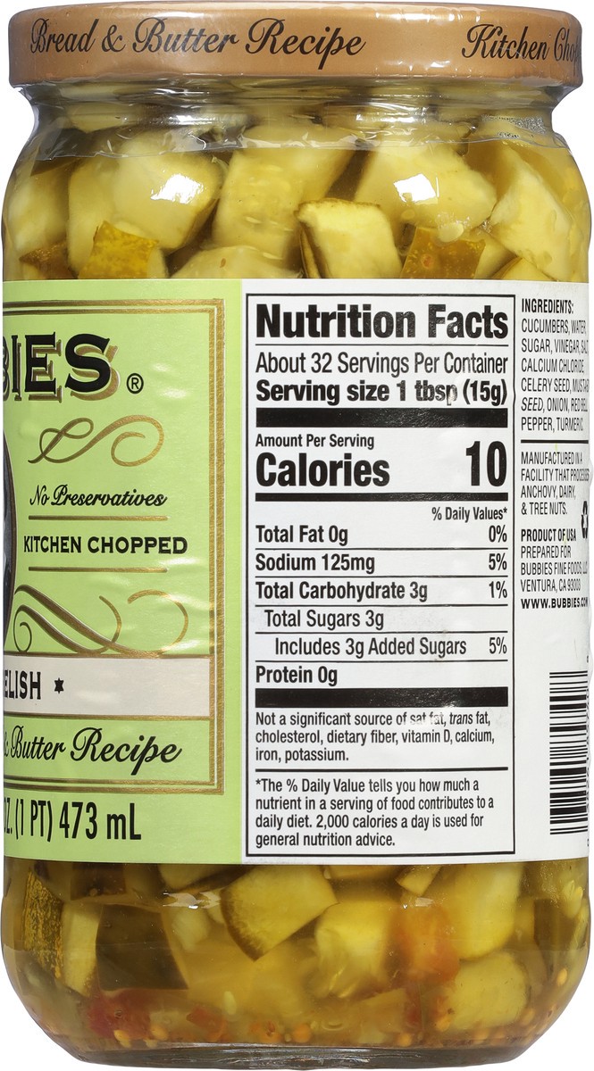 slide 2 of 9, Bubbies Sweet Relish, Traditional Bread & Butter Recipe, 16 oz