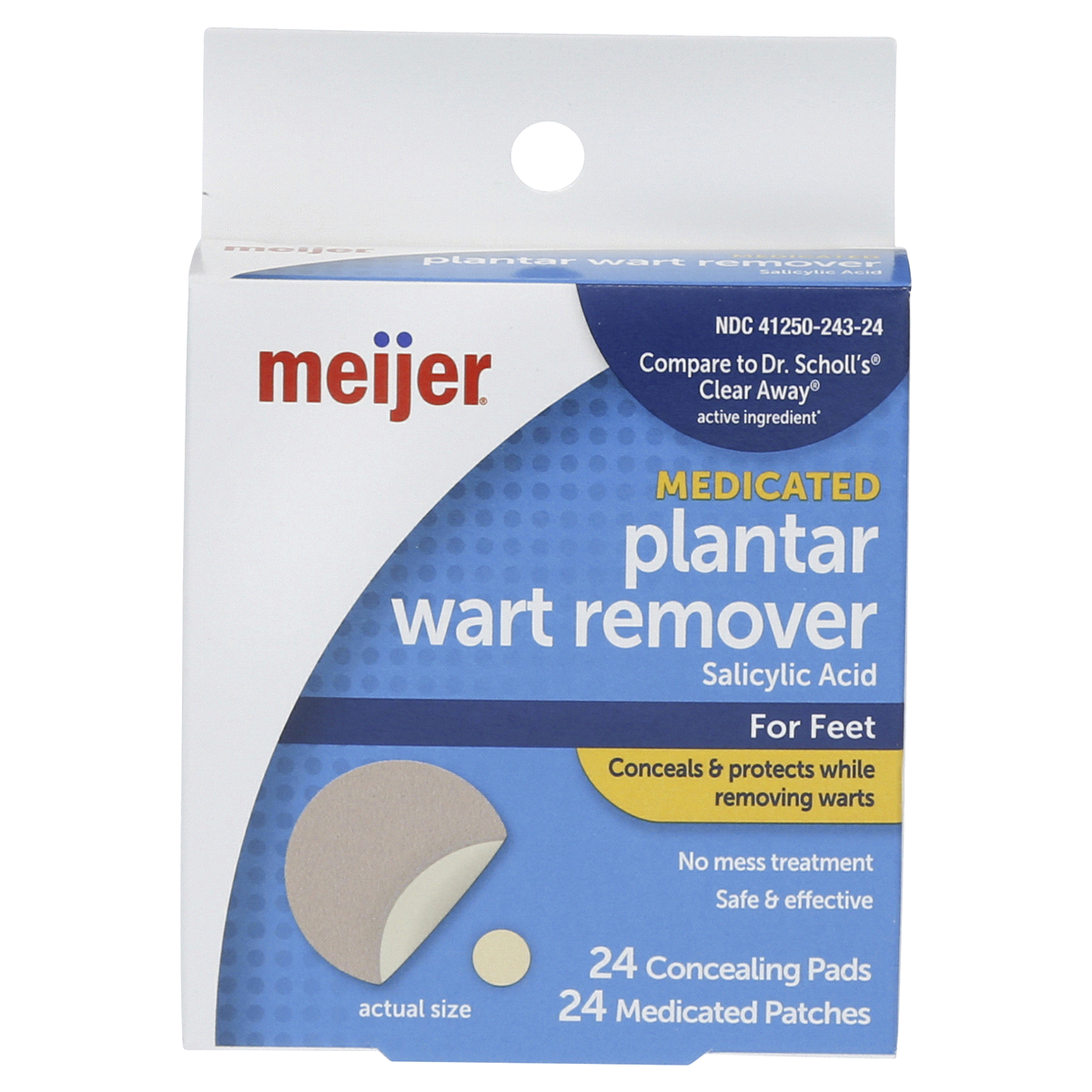 slide 1 of 1, Meijer Plantar Wart Remover Patches Medicated, 24 ct