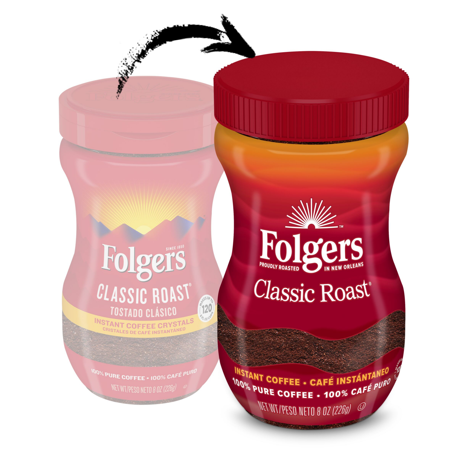 slide 4 of 7, Folgers Classic Roast Instant Coffee, 8 oz