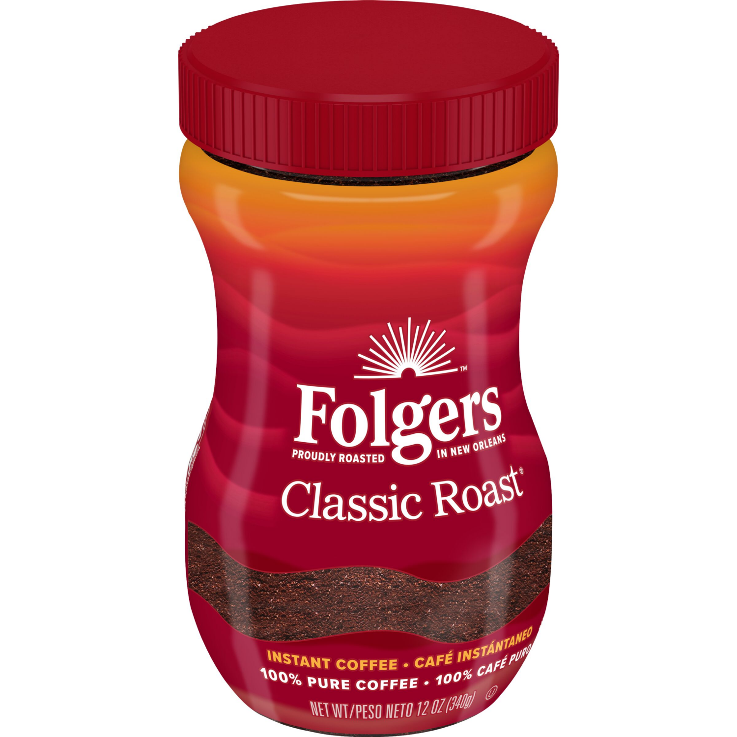slide 5 of 6, Folgers Classic Roast Instant Coffee, 12 oz