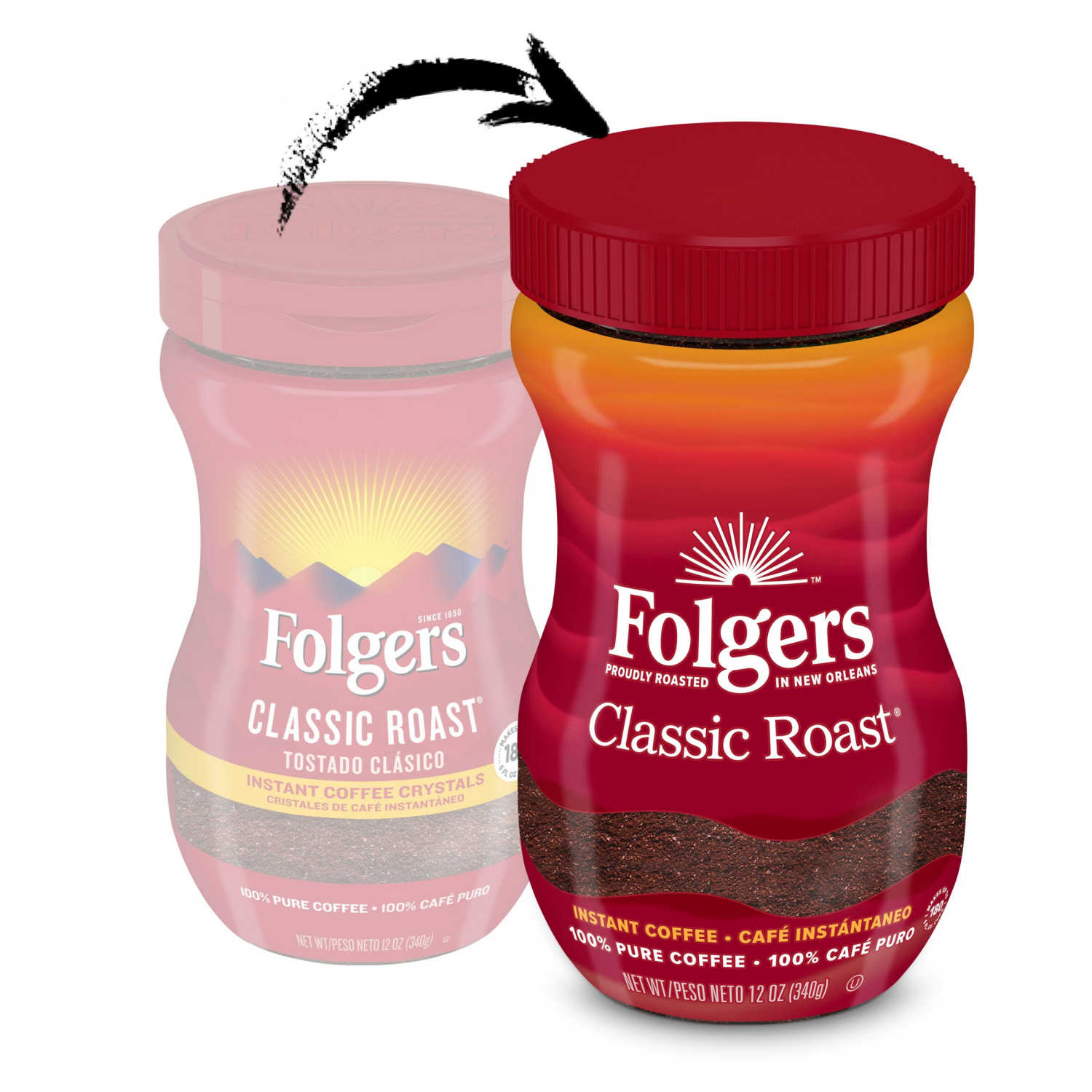 slide 6 of 6, Folgers Classic Roast Instant Coffee, 12 oz